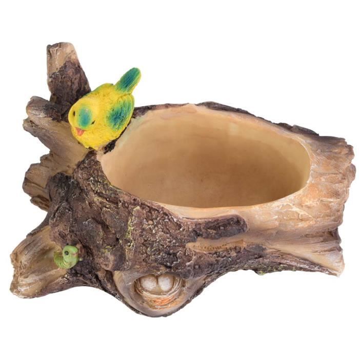 Jardinière En Bois Flotté Agatige - Résine Artificielle 37x13x11 Cm, Avec Trou De Drainage, Pour Succulentes Et Déco Maison