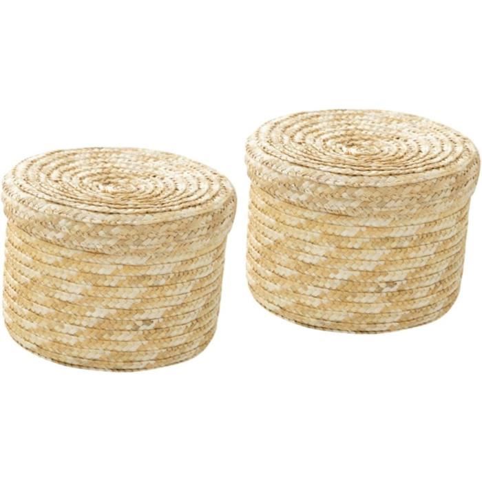 Panier De Rangement En Osier Blanc – Lot De 2 – 100% Écologique & Naturel – Pour Salon Ou Salle De Bain