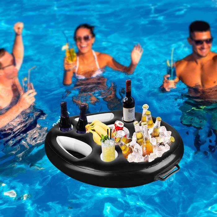 Porte-Gobelet Piscine Gonflable – Plateau Bar Flottant 8 Emplacements – Grande Capacité 70 X 50 Cm – Pour Boissons Et Snacks – Idéal Piscine, Plage, Spa, Fête Été
