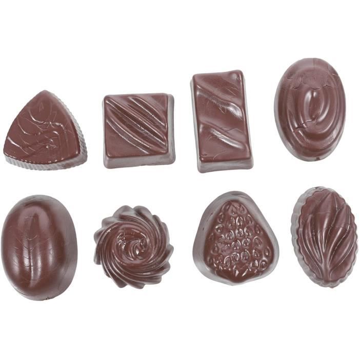 Lot De 36 Chocolats Artificiels En Plastique - 18 Modèles Différents - Décoration Pâtisserie, Vitrine, Photo