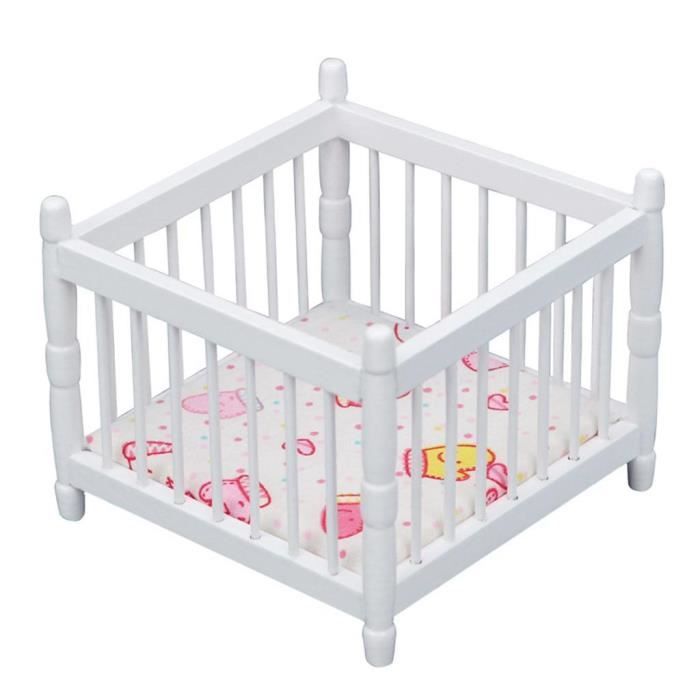 Ifundom Mini Berceau Pour Maison De Poupée - Lit Bébé Miniature Avec Draps Et Oreiller Mini Lit Poupée Bois Tissu