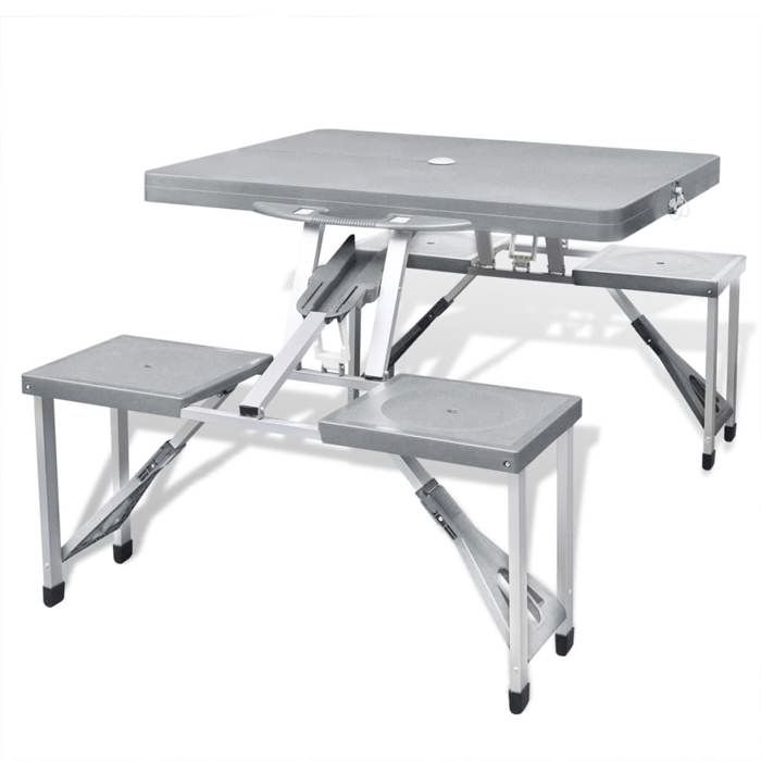 vidaXL Ensemble de Table Pliable de Camping avec 4 Tabourets Meuble à Manger Mobilier de Jardin Cuisine Patio Pique-nique 41457