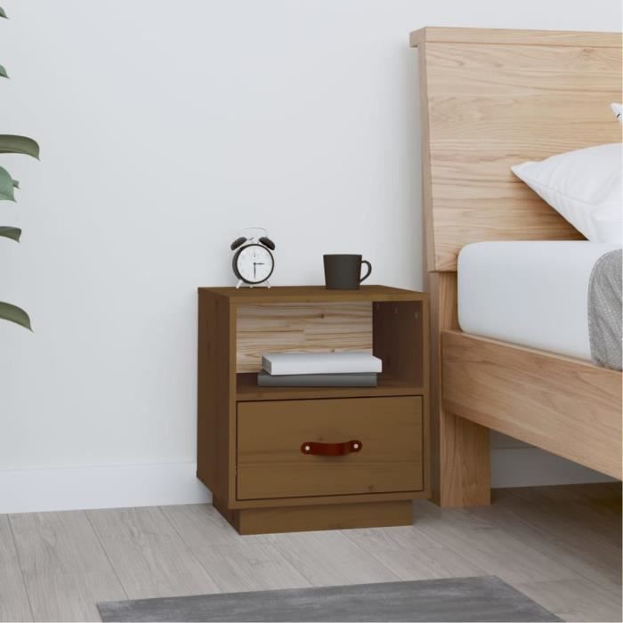 vidaXL Table de chevet Marron miel 40x34x45 cm Bois de pin massif818301