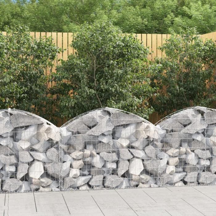 vidaXL Panier de Gabions Arqué Cage à Gabion Mur de Gabion Panier à Pierre Gabion pour Pierre Jardin Patio Extérieur 153423