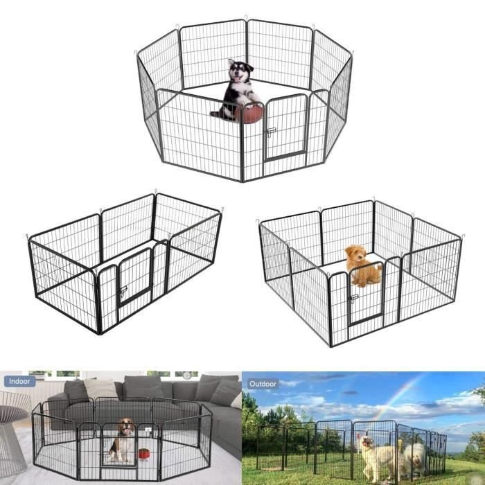 Meilleurs prix pour Enclos Parc avec porte pour chien, Willonin® Barrières de 8 Panneaux pour lapin canard, Clôture pliable Extérieur et Intérieur, Noir