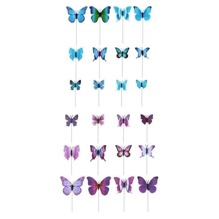 Fenteer Schmetterlings-Deko Für Garten – 24 Stück, Lila, 10 Cm Hoch, Aus Wetterfestem PVC