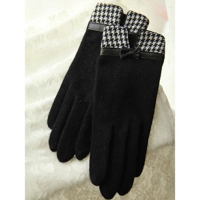 GANT A29 C Black Taille unique Mode elegante femme laine tricot broderie ecran tactile gants hiver femmes chaud cachemire doigt com Cdiscount Pret a Porter