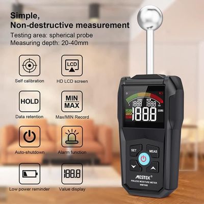 Testeur D'Humidité MESTEK WM710A - Numérique Sans Aiguille - Pour Bois, Murs, Béton - Écran LCD Alarme