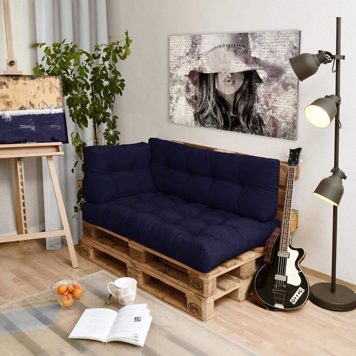 Coussin Palette Beautissu ECO Style - Matelas Assise 120x80x15 Cm En Polaire - Pour Canapé Palette Intérieur/Extérieur (Vert)