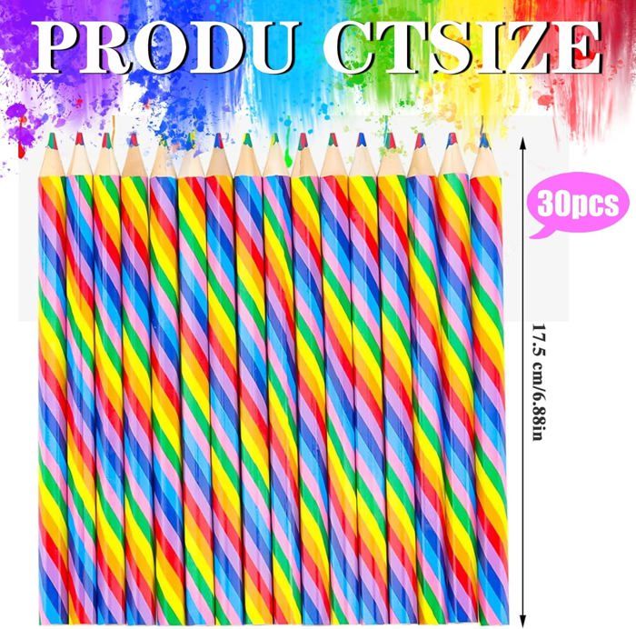 30 Pièces Crayons De Couleur Arc-En-Ciel 4 En 1,2 Pièces Petit Taille