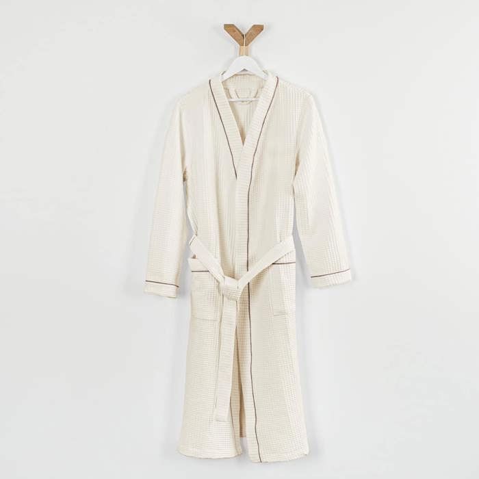 Peignoir homme grande taille nid d'abeille crème XS à 8XL