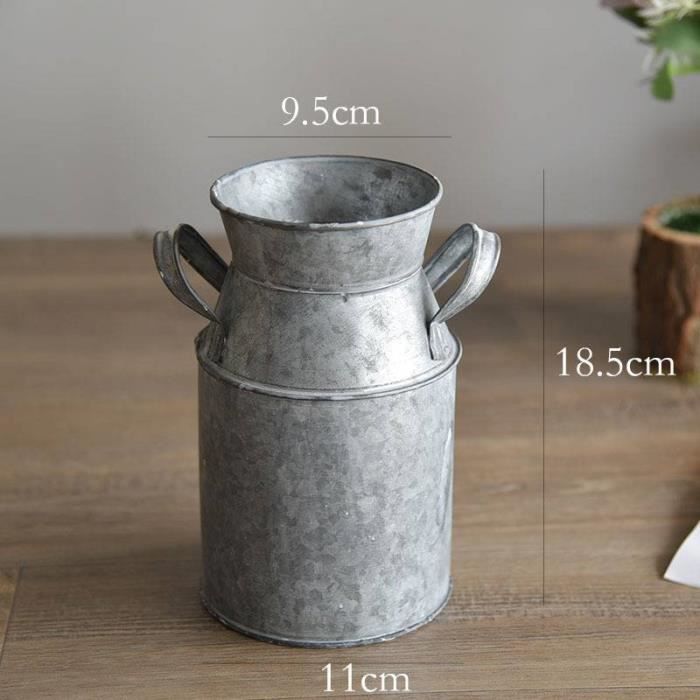 Vasi Da Appendere Esterno Vase Vintage Pot à Lait En Métal Blanc - 12.8x20.5cm - Style Shabby Chic - Décoration Maison/Mariage - Fleurs Sèches Ou Fraîches Déco Cuisine