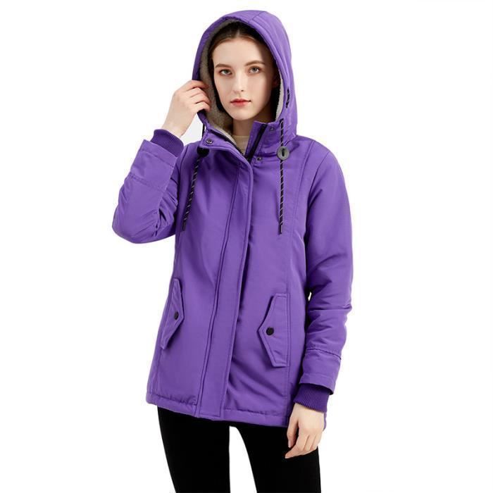 Parka D'hiver Femme Avec Capuche – Coton Doublé Polaire, Fermeture éclair, Poches, Coupe Mi-longue - 6