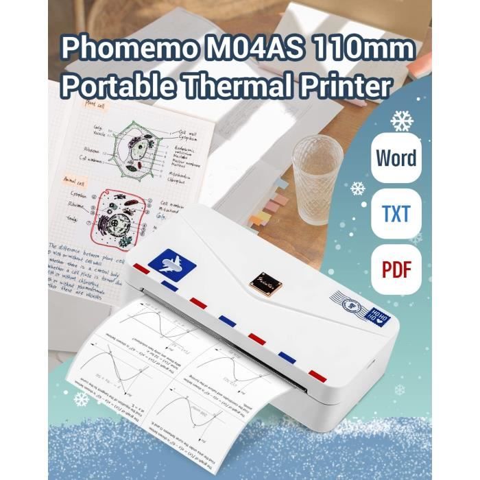 Imprimante photo Phomemo Imprimante thermique M02S - Portable - Bluetooth -  avec 1 Rouleau de papier - Blanc