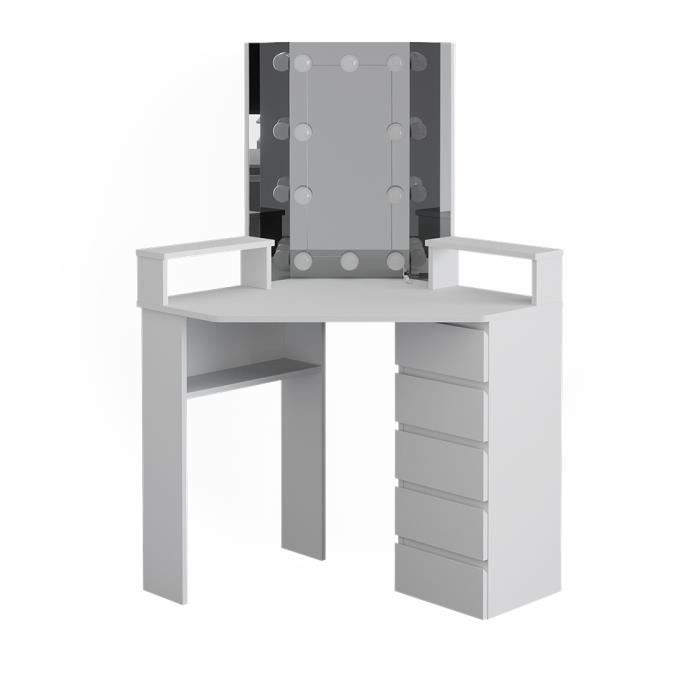 Coiffeuse D'Angle Tilda Blanche Avec Miroir - Vicco - Meuble Pour Chambre Ado