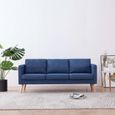 Style Élégance Chic - Canapé droit fixe 3 places Moderne Sofa Divan - Canapé de relaxation Tissu Bleu - 47372-2