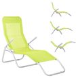Chaise longue de jardin basculante SPRINGOS - vert citron - 3 positions réglables - capacité de charge 120 kg-2