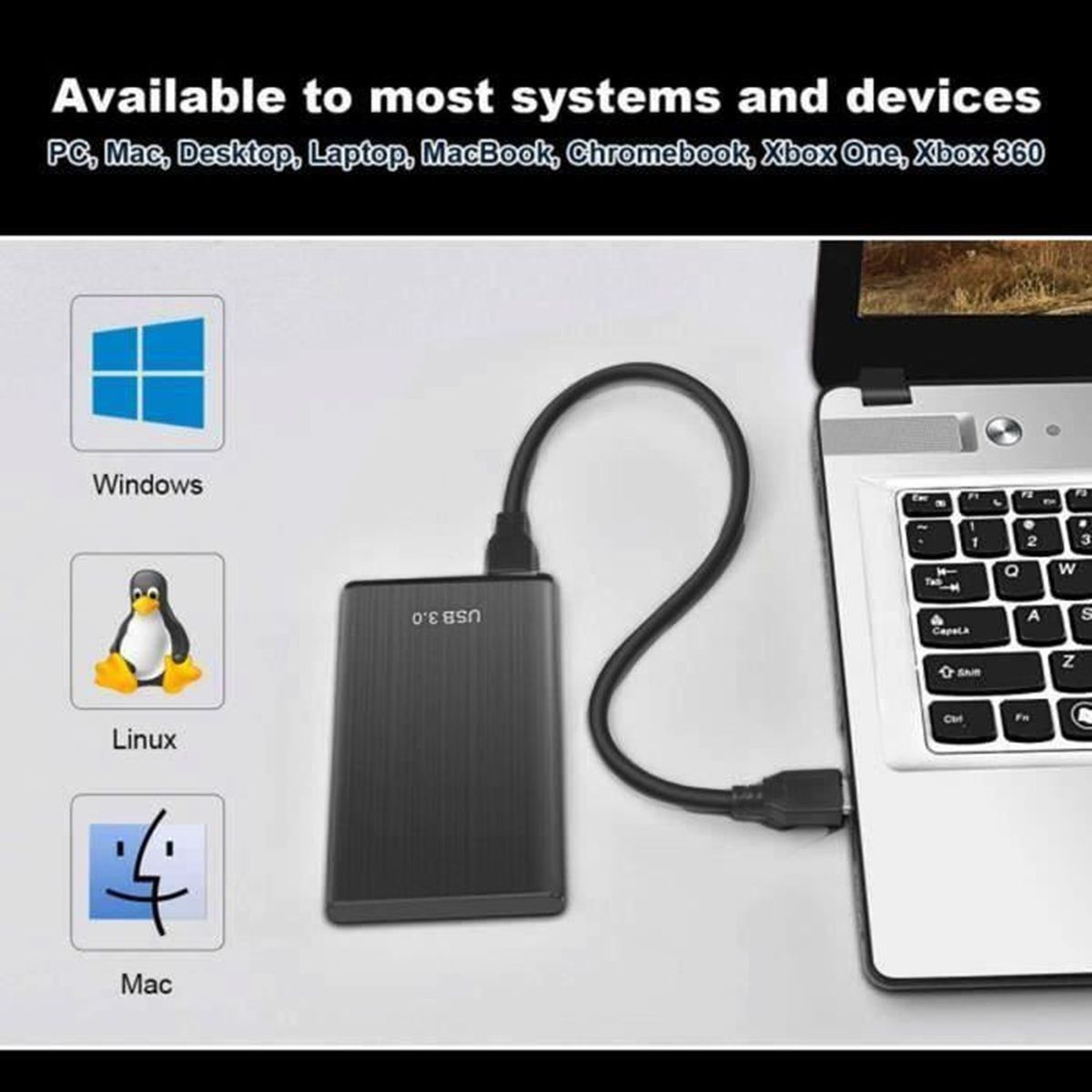 Disque dur externe USB 3.0 pour ordinateur portable, disque dur, Mac Xbox  One, PC, PS4, PS5 (capacité 1 To)[746] - Cdiscount Informatique