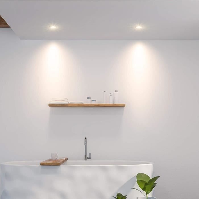 Spot plat de plafond IP65 et module LED remplaçable Blanc chaud 5 W Spot de  salle de bain 230 V en aluminium brossé[1187] - Cdiscount Maison