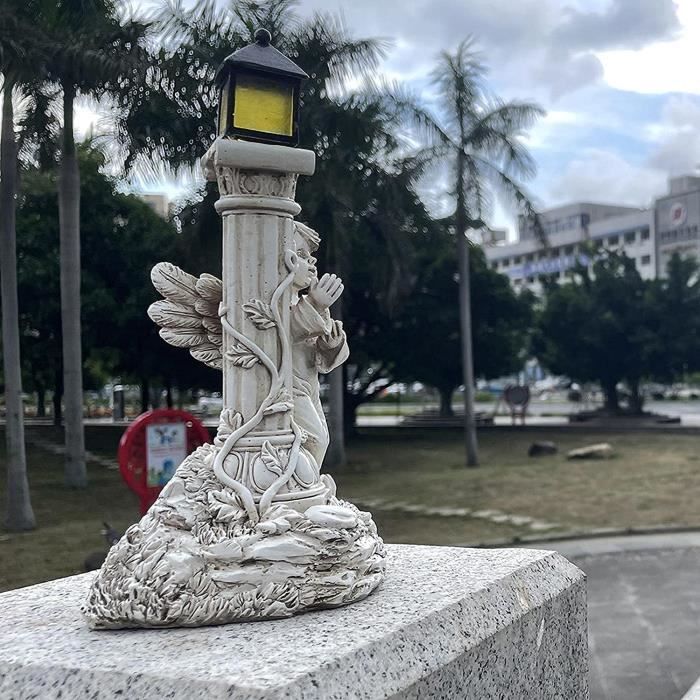 Statue d'ange gardien en résine éclairante LED Essen absorbe l'énergie  solaire finition blanche Antique Sculpture de jardin décor à la maison