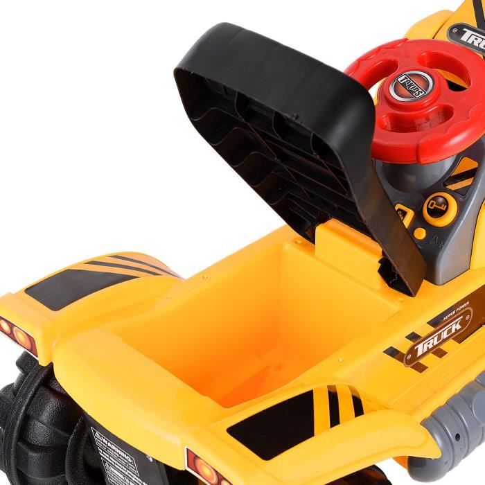 Tractopelle Enfant Electrique COSTWAY 6V - Pelle Rotative - Lumières LED - 25kg Charge - 3+ Ans