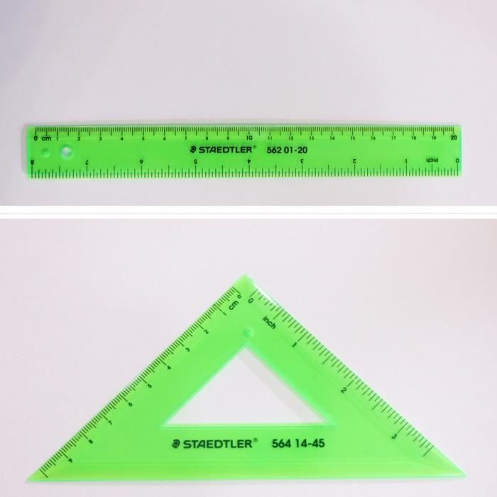 Outil de traçage 2 en 1 - Règle 20cm et Equerre 45° et 60°