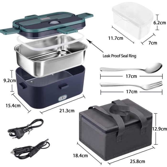 Lunch Box Chauffante Electrique 60W,Gamelle Chauffante 3 en 1, Boîte Repas  Chauffante Rapide Portable,1.8 L,12V/24V/220V,avec Sac Isotherme Repas et  Couverts : : Cuisine et Maison