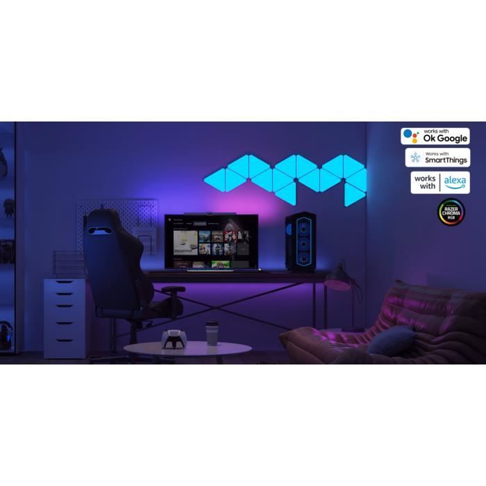 Pack de base 6 Panneaux de lumière Gaming RGB YEELIGHT Panneau LED  Multicolore triangulaire Compatible Avec Razer Chroma Assemblage -  Cdiscount Maison