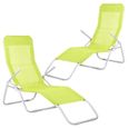 Chaise longue de jardin basculante SPRINGOS - vert citron - 3 positions réglables - capacité de charge 120 kg-3