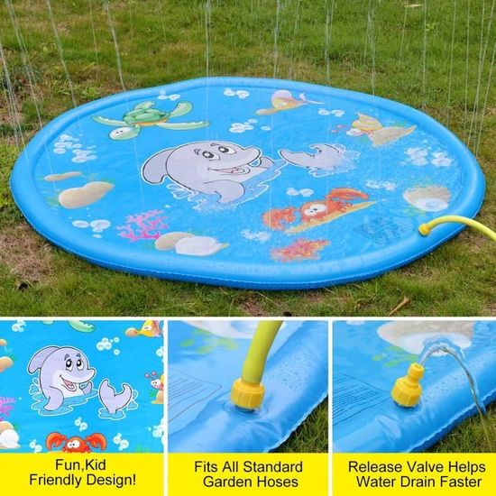 Jouets de Plage Piscine Ext/érieure pour Enfants d/ét/é phixilin Tapis de Jet deau pour Jouets Enfants 170cm Tapis de Pulv/érisation pour Animaux Marins Sprinkler Splash Pad pour Gar/çons Et Filles