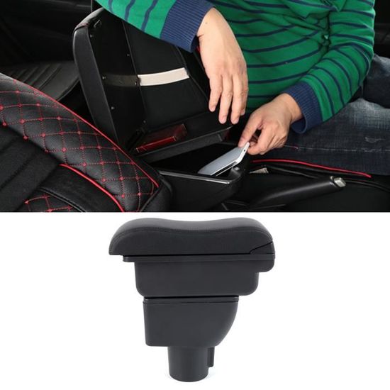 VOITURE UNIVERSEL ACCOUDOIR Central Console Rangement Coulissant Boite Cuir Gris EUR 39,30