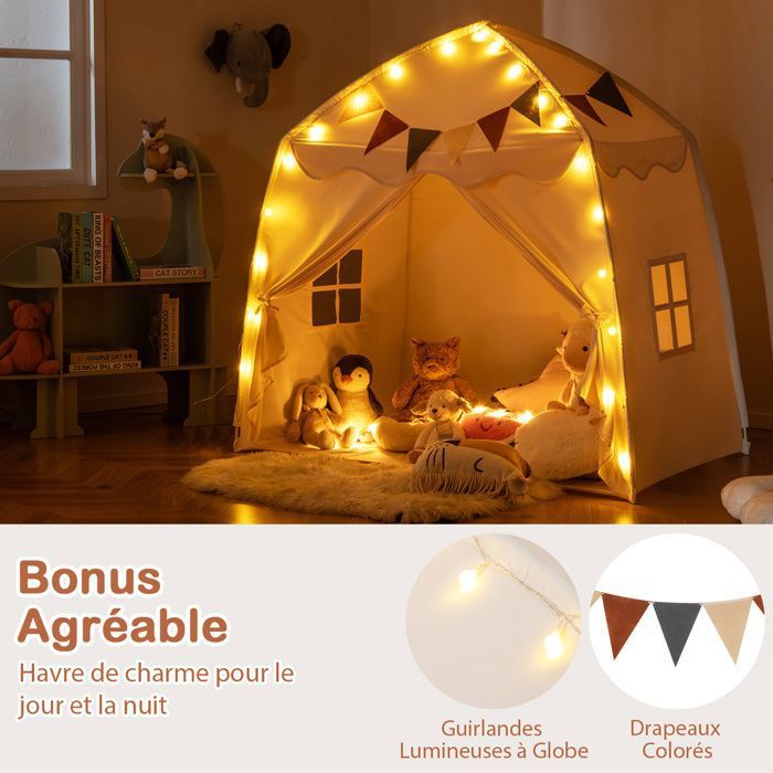 Tente De Lit Enfant Avec étoiles Phosphorescentes - Cabane De Jeu Et Couchage 2 En 1 - 137 X 101 X 82 Cm - 7