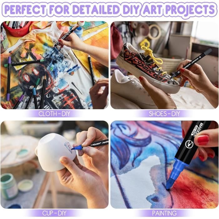 Stylos Peinture Acrylique Ohuhu 36 Couleurs - Double Pointe Pinceau/pointe - Pour Pierre, Bois, Verre