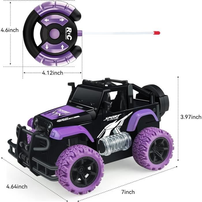 Voiture telecommandee Voitures de course RC voitures Rc avec lumiere LED Jouets de camion Rc tout terrain pour filles et Cdiscount Jeux Jouets