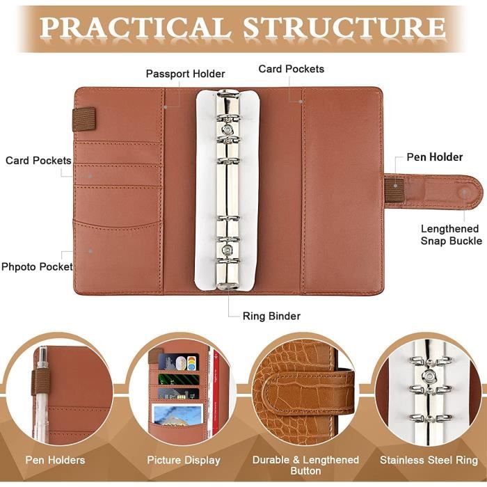 Classeur Budget A6 Cuir Synthétique - Portefeuille Organisateur Avec Fermeture Éclair - Multiple Poche Organisateur Factures Portable Classeur Budget A6 Cuir Synthétique - Portefeuille Organisateur Avec Fermeture Éclair - Multiple Poche Organisateur Factures Portable