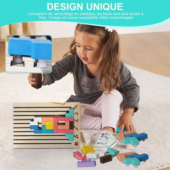Puzzle Tetris 3D En Bois LUPATDY – Montessori, Empilage, Dès 3 Ans