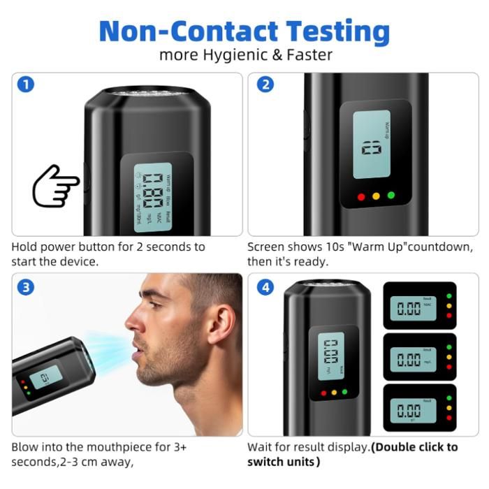 Éthylotest Électronique Homologué NF – Alcootest Portable Professionnel Précision Haute Avec USB Rechargeable, Brise-Glace Et Coupe-Ceinture – Pour Voiture, Maison, Fêtes