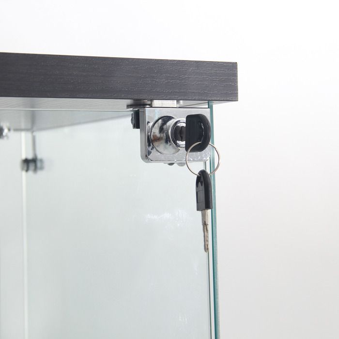Ivy Bronx Vitrine avec portes en verre trempé, vitrine d'angle à 3 niveaux avec lumières à DEL Ivy Bronx Vitrine avec portes en verre trempé, vitrine d'angle à 3 niveaux avec lumières à DEL