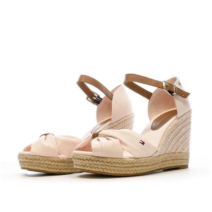 Sandale Talon Compensé Tommy Hilfiger Compense Sandales Compensées Rose  Femme Tommy Hilfiger 10cm Rose