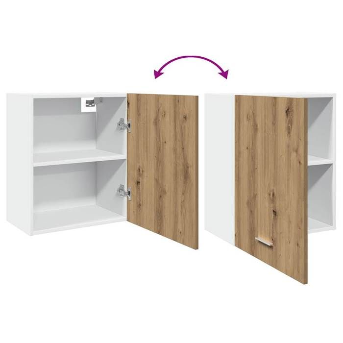 Armoire Vitrée Suspendue Lyon Chêne Artisanal 40x31x60 Cm - Rangement Cuisine Murale