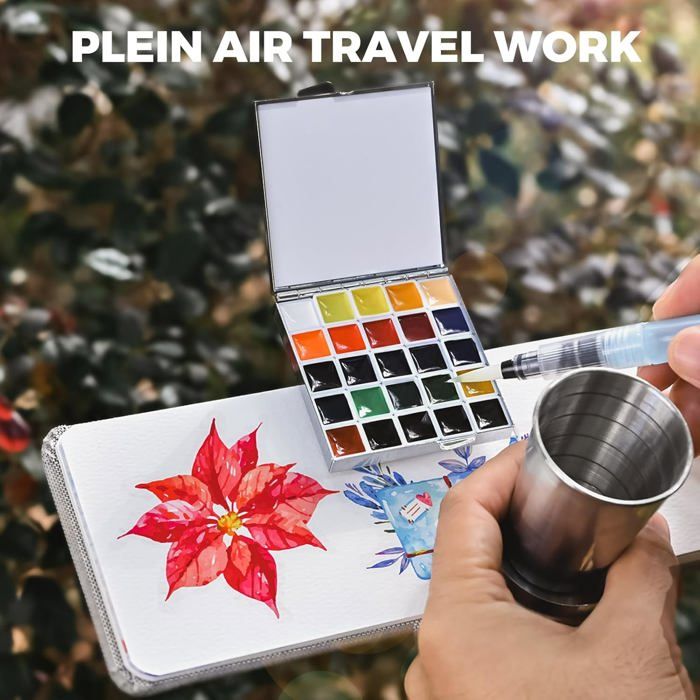 Artina 28 pcs. Kit Peinture Acrylique dans Coffret en Bois Florence