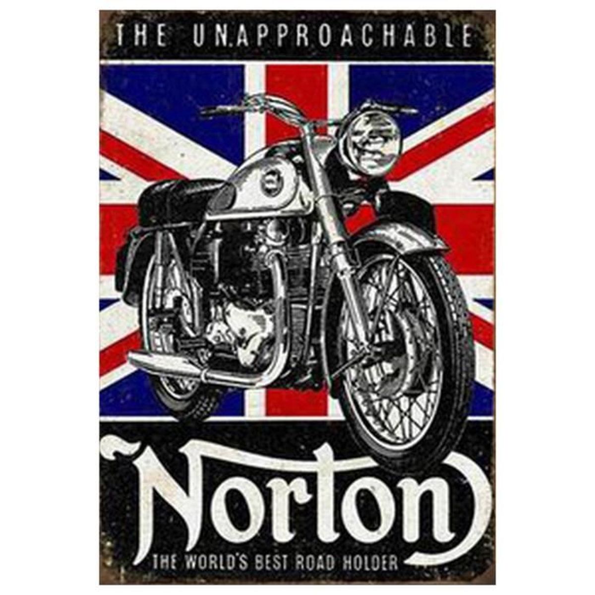 Plaque Murale En Métal Vintage Norton Motorcycles - Décoration Atelier Moto Rétro 20x30 Cm (relief 3D, 4 Trous)