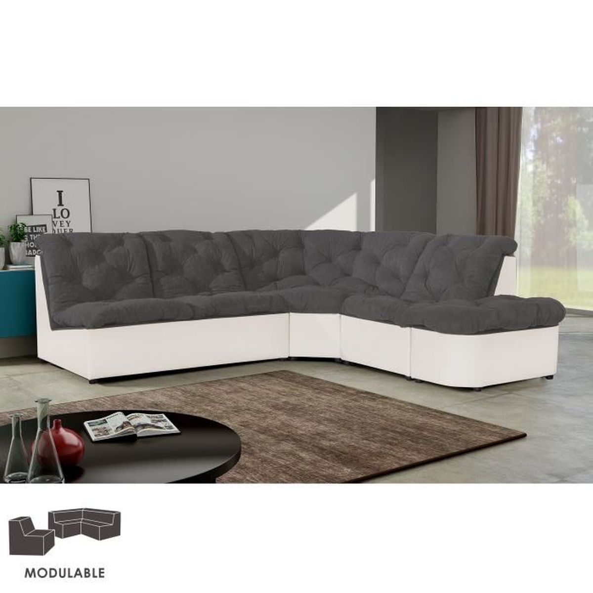 Polyuréthane Canapé Avis Canape Modulable Arrondi En Pu Et Microfibre Gris Clair Achat