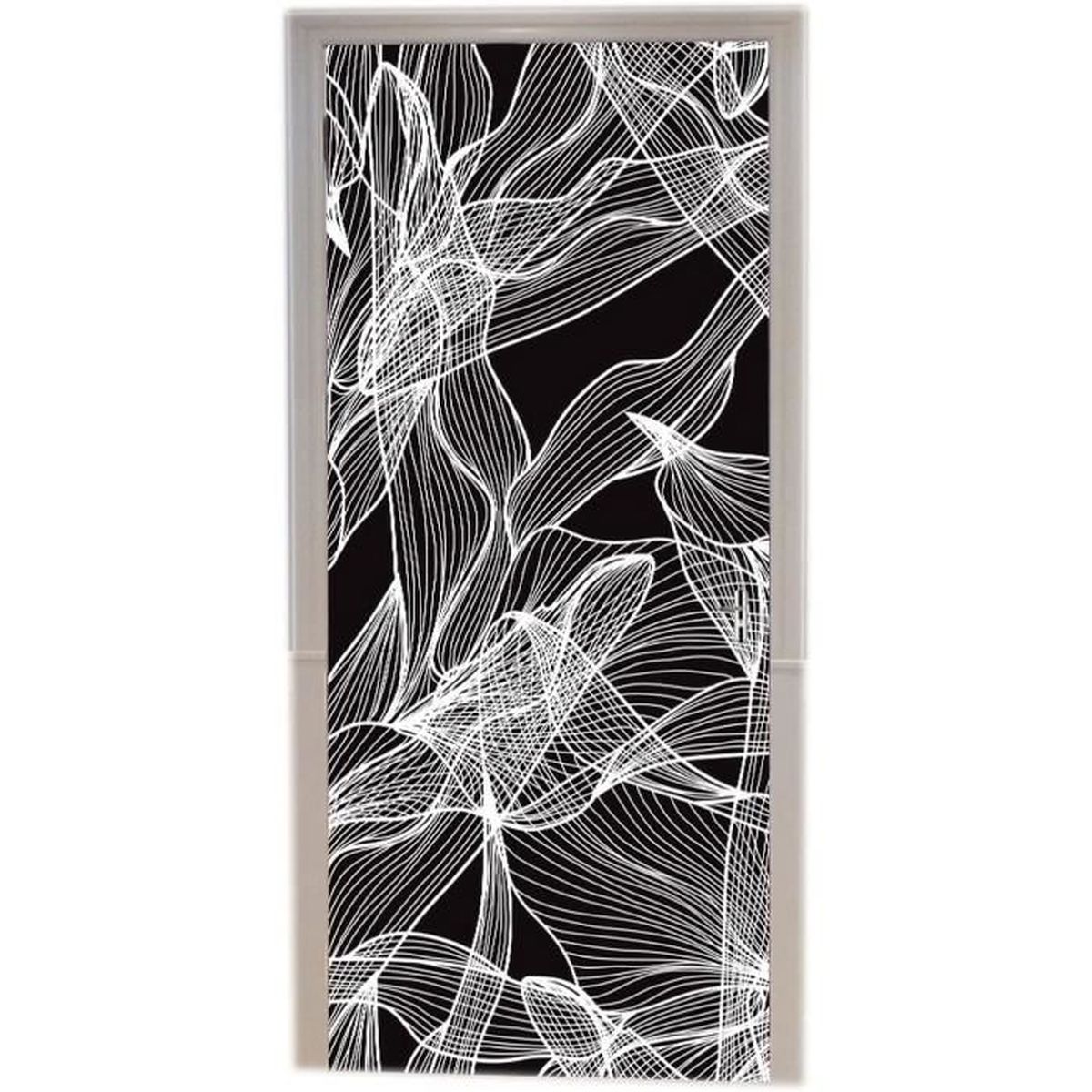 Sticker Porte Autocollant Poster De Porte 3D Motif De Feuilles