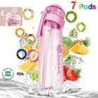 OEM Air Gourde Bouteille d'eau 650ML parfumée up fruits - Sans BPA - avec 7 Dosettes de saveur et Paille - Rose