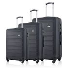 TORTUE. TORTUE - Set de 3 Valises 55cm-65cm-75cm - ABS - 4 roulettes Doubles - Cadenas Integré- Noir