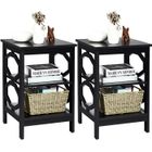 COSTWAY Lot de 2 Table de Chevet à 3 Niveaux, Table d'Appoint Simple et Contemporain, pour Chambre, Salon 40 x 40 x 61 cm, Noir