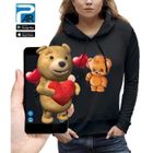 Sweat à capuche 3D animé OURSON - Nounours avec un ballon coeur - PIXEL EVOLUTION - Femme - Réalité Augmentée