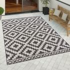 Paco Home Tapis Exterieur Terrasse Balcon Scandinave Ethnique Geometrique Losange Noir 80x250 cm