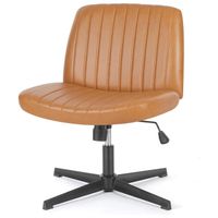 Chaise de bureau sans roulettes - Vanity chair - Sans bras - Pour bureau à domicile - Chaise large - Ergonomique - tissu en cuir